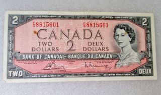 1954 Canada Two Dollar Bill $2 = Money Replaced By Twonies photo