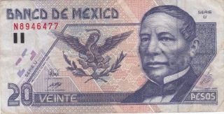 Mexico: Banco De Mexico 20 Pesos,  10 - 5 - 1996,  P - 106b,  Juarez photo