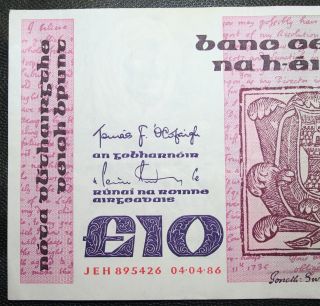 Ireland - 1986 Swift £10 Irish Banknote Good Extra Fine Irland Currency Note P72 photo
