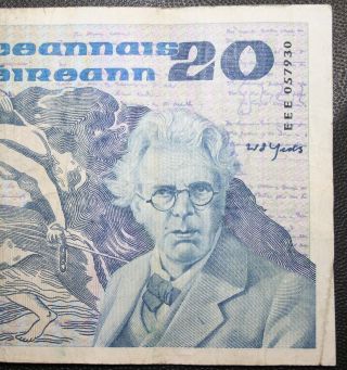 Ireland - 1980 Yeats £20 Eee Replacement Rare Irish Banknote Good Fine Note P77 photo