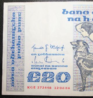 Ireland - 1984 Yeats £20 Irish Banknote Almost Extra Fine Twenty Pound Irland P77 photo