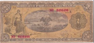 1914 Gobierno 1 Peso Note Series A Revelado Mexico photo