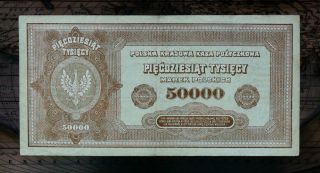 Poland 50 000 Marek 1922 Old Banknote,  F photo