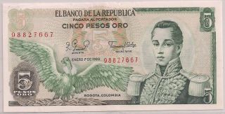 Colombia 1980 - Banknote 5 Pesos Pick 406f Uncirculated - 98827667 photo