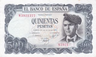 500 Pesetas From Spain 1971 Fine Note photo