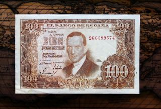 Spain 100 Pesetas 1953,  Rare Banknote In photo