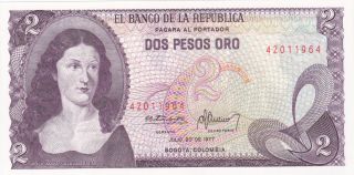 2 Pesos Oro From Columbia Ef - Aunc Note photo