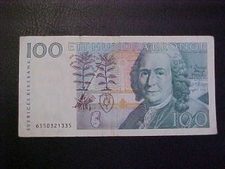 1996 Sweden Paper Money - 100 Kronor Banknote photo