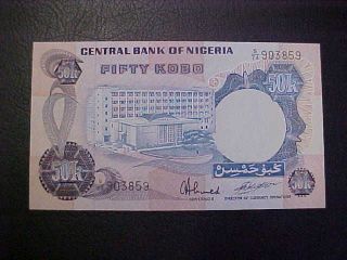 1973 Nigeria Paper Money - 50 Kobo Banknote photo