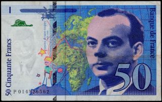 France 50 Francs Saint - Exupery 1994 Vf, photo
