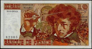 France 10 Francs Berlioz 1974 Vf,  /xf photo