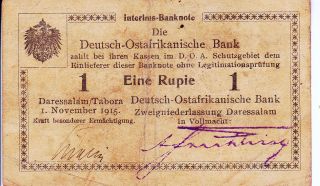 German East Africa 1 Rupee 1915 Issue Circulated Very Rare Banknote P8 photo