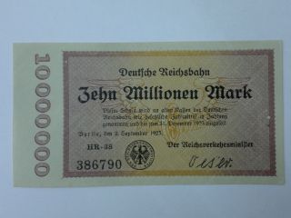 1923 Germany P S1014 Aunc Banknote 10 Million Marks photo