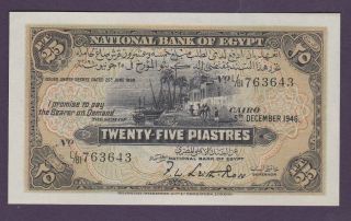 Egypt - 25 Piasters 1946 - L81 - First Code Of Ross Signature - Unc - Very Rare photo