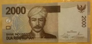 Indonesia Banknote 2000 (2,  000) Rupiah Unc 2014 photo