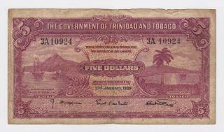 Trinidad And Tobago - Five (5) Dollars 1939 photo
