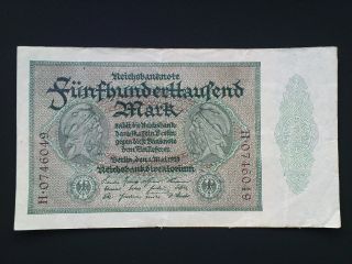 Germany 500 000 Mark Banknote Circulated 1923 P - 88b / Ro - 87c Vf photo