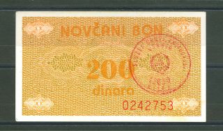 Bosnia 200 Dinara 1992 P 48c Xf,  - Handstamped: Vitez - Rare photo