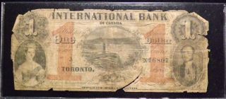 1858 Bank Of Canada $1.  00 Paper Note photo