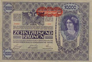 Oesterreichisch Ungarische Bank Germany 10000 Kronen 1918 Aunc photo