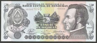 2008 Honduras 5 Lempiras Morazán 1827 War Battle Bank Note Ch Cu photo