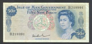 Great Britain (isle Of Man) - 50 Pence Note (1979) P33 P 33 (vf, ) photo