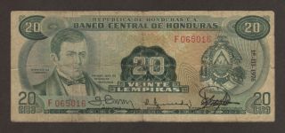 Honduras Banknote 20 Lempiras 18.  3.  1976 Circulated photo