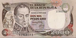 Bank Of Colombia=1992 2000 Pesos Oro P - 433 A Unc photo