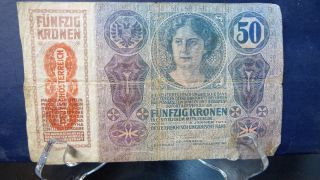 Deutsch - Österreich Paper Money - 1914 - 50 Kronen - Österr/ungarische Bank Ww1 photo