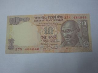 Rs.  10 Fancy Serial Number 484848 - 1 Pc. photo