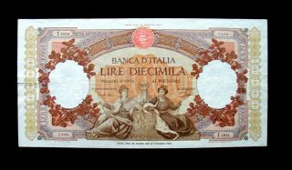 1961 Italy Rare Large Banknote 10000 Lire Regine Del Mare Vf,  Bb, photo