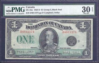 1923 $1.  00 Dc - 25n Pmg Vf 30 Epq Scarce Vf - Ef King George V One Dollar photo