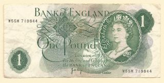 1970 - 77 (nd) Great Britain One Pound Banknote P - 374g - T26 photo