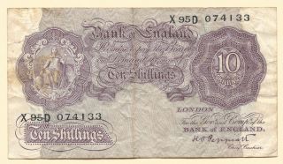 1940 - 48 (nd) Great Britain 10 Shillings Banknote P - 366 - T23 photo