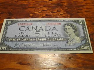 1954 Bank Of Canada Five Dollar Bill photo