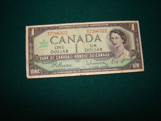 1967 Canadian 1 Dollar Bank Notevf, photo