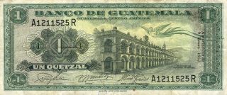 Guatemala 1 Quetzal 1963 Note (stock 0267) photo