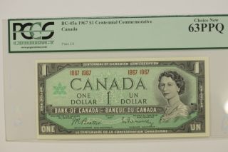 1967 Canada Centennial Commemorative One Dollar Note Bc - 45a photo