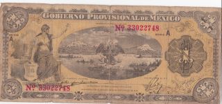 1914 Gobierno,  Mexico Revolutionary Note Banknote 1 Peso photo