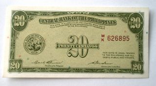 (562) Philippines 20 Centavos Note Unc photo