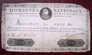 France - Assignat De Cent Livres Domaines Nationaux 1791 photo