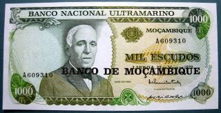 Portuguese Mozambique 1976 1000 Escudos Overprint On Old Date 1972 photo