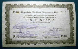Philippines Wwii 1942 10 Centavos Province Mountain photo