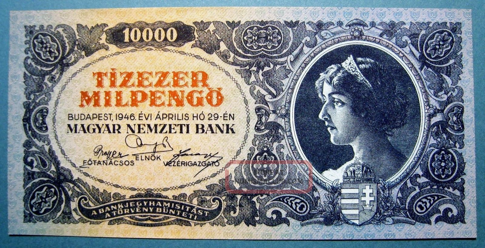 Hungary 1946 10,  000 Milpengo Europe photo