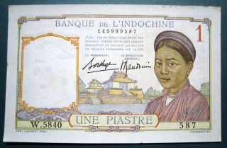 French Indo - China Combodia,  Laos,  Vietnam 1936 1 Piastre photo