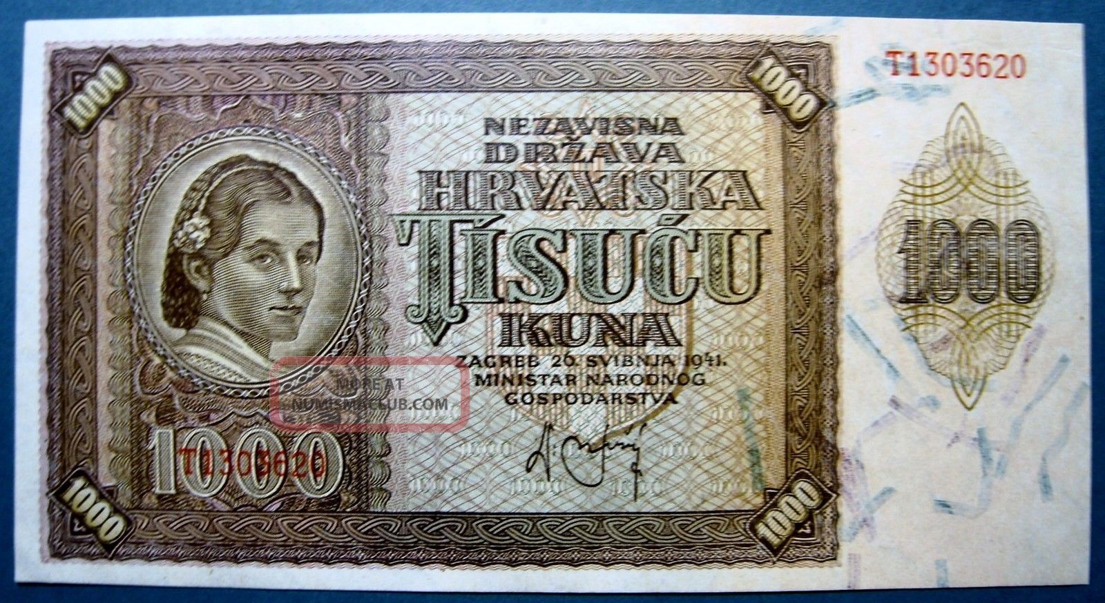 Croatia 1941 1000 Kuna Europe photo