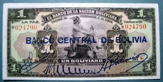 Bolivia 1929 1 Boliviano Overprint On 1911 photo