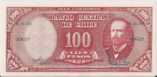 Central Bank Of Chile=n/d 100 Pesos P - 127 Unc photo