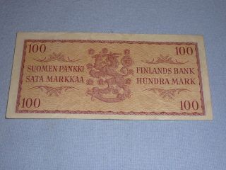 100 Markka Finland Banknote 1957 photo