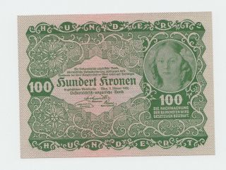 Austria 100 Kronen 1922 Unc Neuf P 77 photo